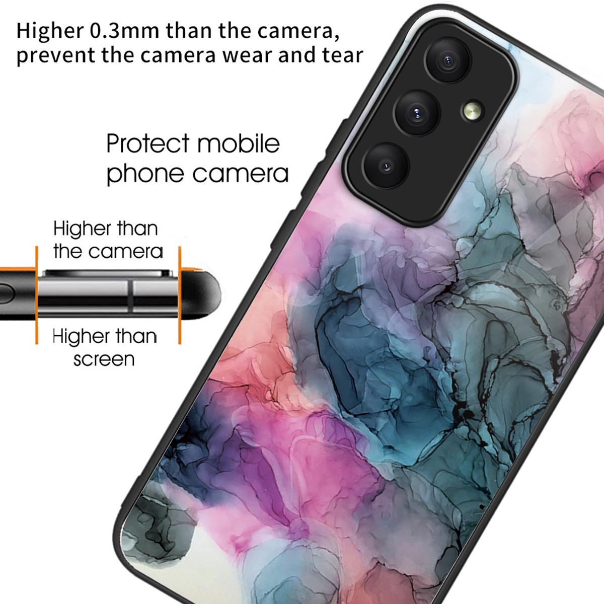 

For Samsung Galaxy A55 5G Tempered Glass+PC+TPU Case Marble Pattern Phone Cover Style G
