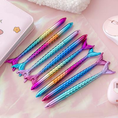 Caneta Gel Tema Sereia 0.5mm Secagem Rápida Tinta Preta Caneta Corpo Gradiente Fofo Escrita Suave para Estudantes Diário
