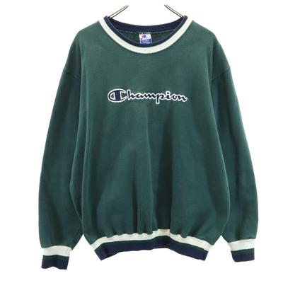 90s Old Long Sleeve Sweat Trainer XL Green Back Brushed Men's Used