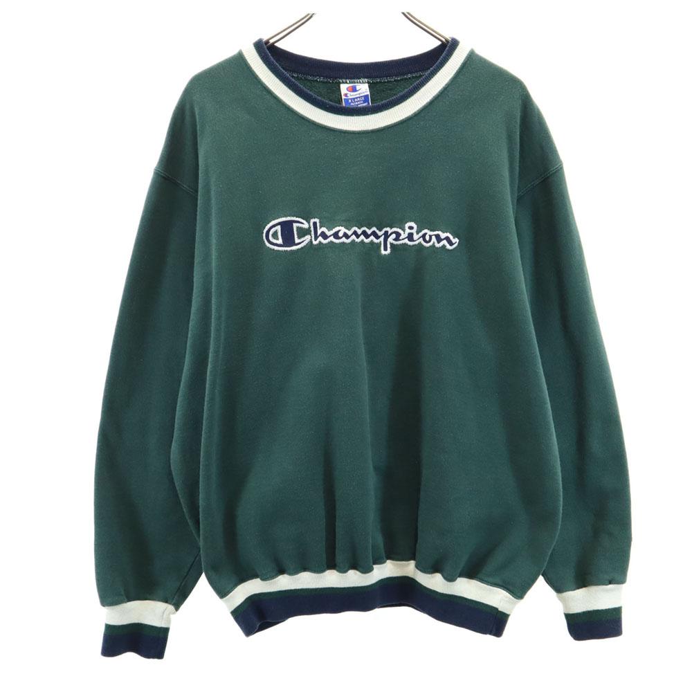 Champion 90s Old Long sleeve sweat trainer XL green Back brushed Men's Used