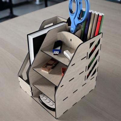 Storage Rack Large Capacity Magazines Documents Cookbooks Wood Desk Organizer with Multi Compartments