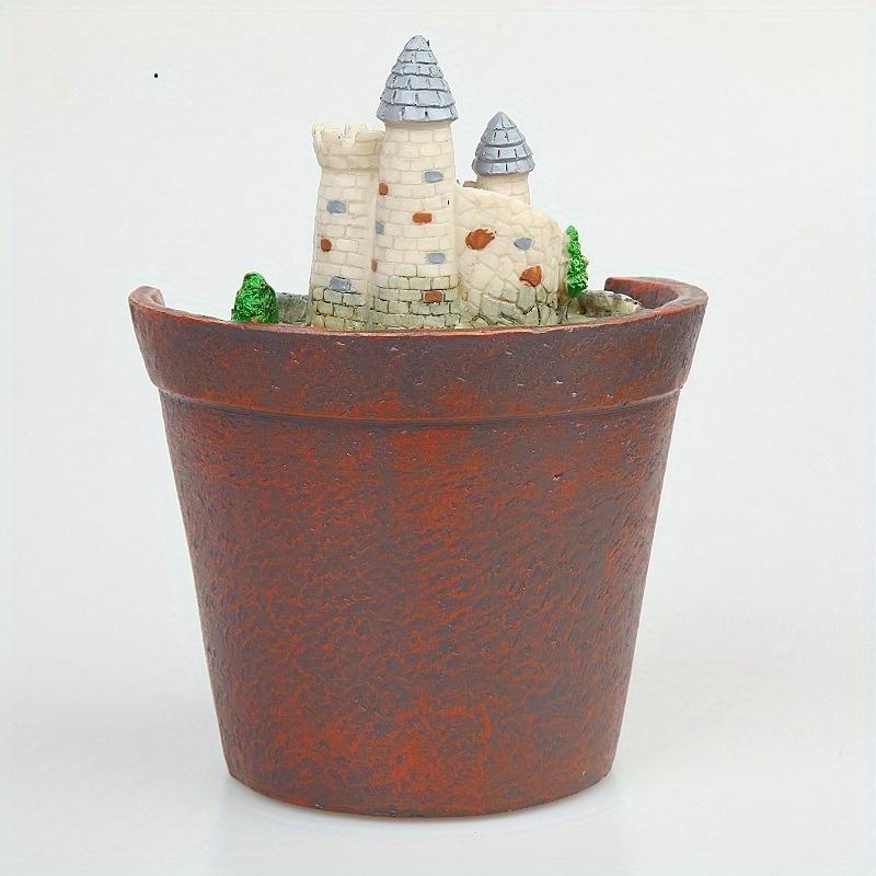 Srliya Vaso Creativo Per Piante Grasse Con Casetta – Fioriera In Resina Multistrato – Decorazione Da Giardino E Interni