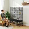 Bird Cage with Wheels, Feeders, Perches, Removable Tray and Lower Shelf 97x58x160 cm Black