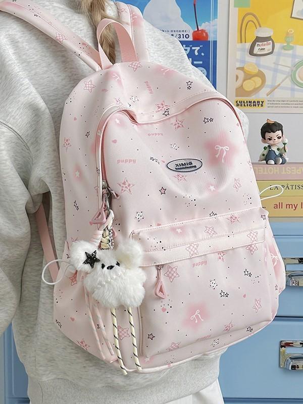 Cartoon-Sternen-Mädchenrucksack mit großem Fassungsvermögen für Schule und Reisen