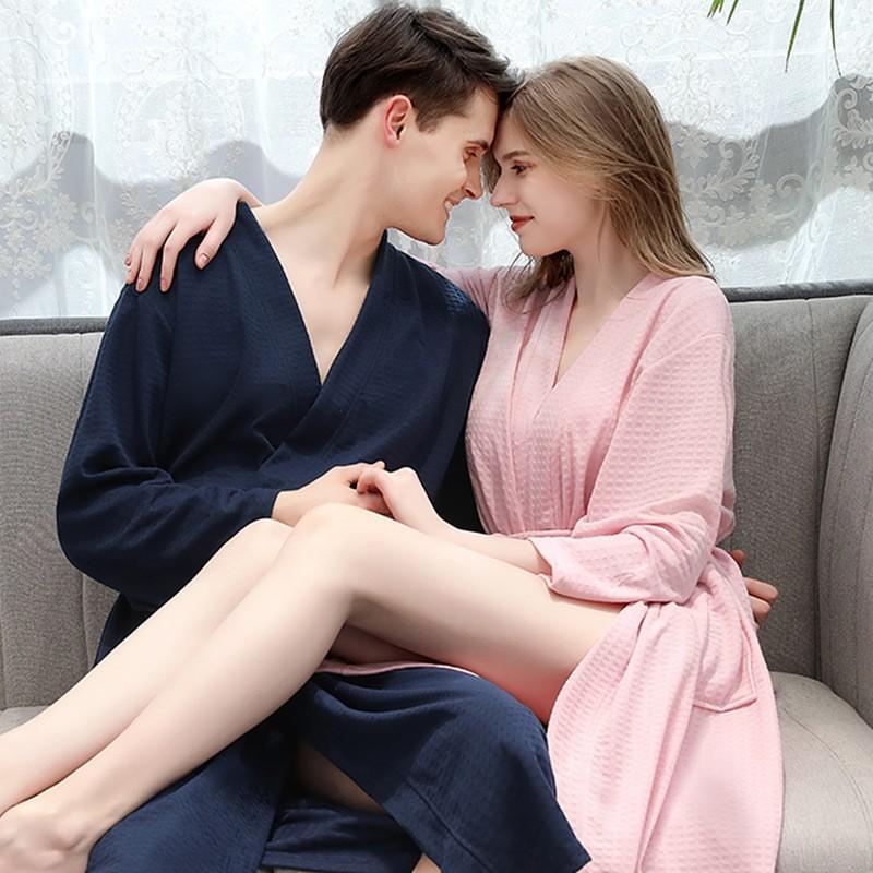 Vår- og høstbadekåper for par Saunadrakter for menn og kvinner Sweatshirts Morgenkåper Hjemmeklær Hurtigtørkende badekåper