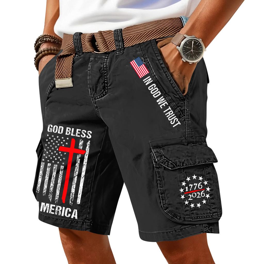 Pantaloncini Cargo Casual Stampati da Uomo per l'Estate con Tasche Multiple