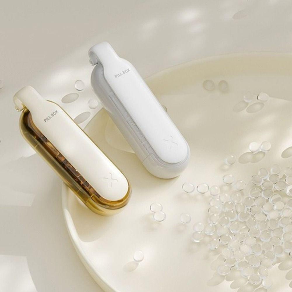 Mini-Pillen-Extraktor Kunststoff-Pillen-Spender Tabletten-Aufbewahrungsbox 4 Fächer Pillendose Tägliche Anwendung