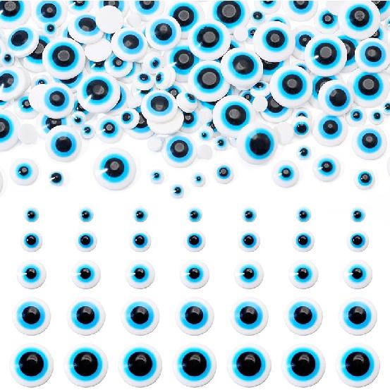 Pandahall 60Pcs Evil Eye Glass Cabochons - 12mm Half Round Flatback Dome Lucky Eye Cameo Gem Cover Beads for Pendant Props Photo Jewelry Making