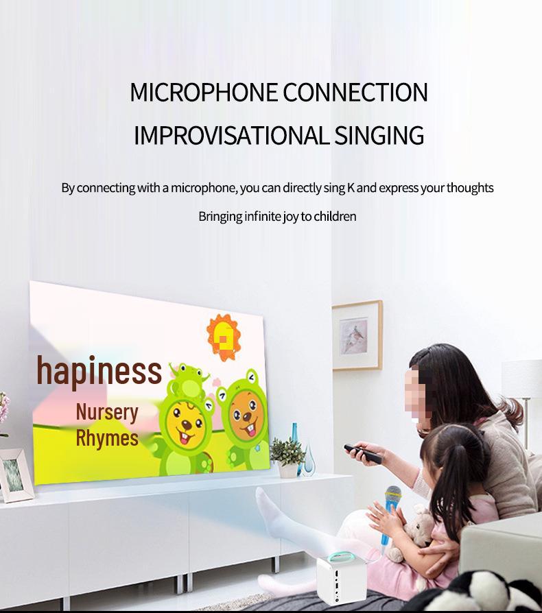 Compact Wired Mobile Phone HD Screen Mirroring Projector - Full Color, Mini, Portable, Large Display for Home Use.