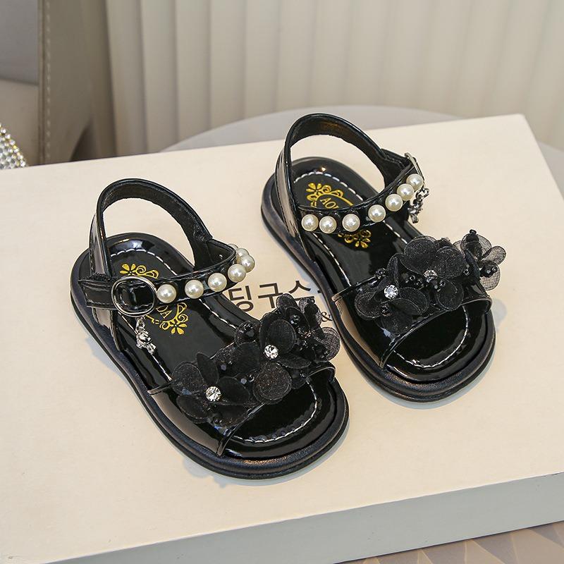 Summer Girls Flower Rhinestone Light Up Anti-Slip Princess Sandals For Baby Girls