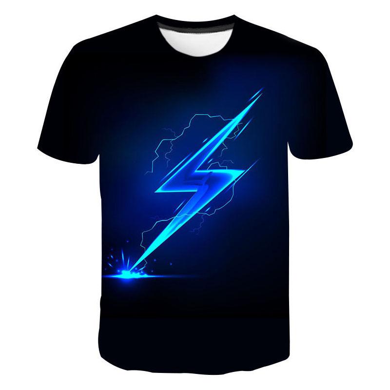Summer Fashion Cool Lightning Graphic T Shirts Men Trend Casual Streetwear 3D Printed Leisure Sports Oversized t shirt Tops