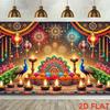 2D Flat Print Deepavali Backdrop Hindu Festival Party Background Cloth