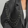 Salircon Creative Unique Black Stone Crystal Beads Long Brooches Women Classic Tassel Chain Shirt Suit Collar Pin Clip Jewelry