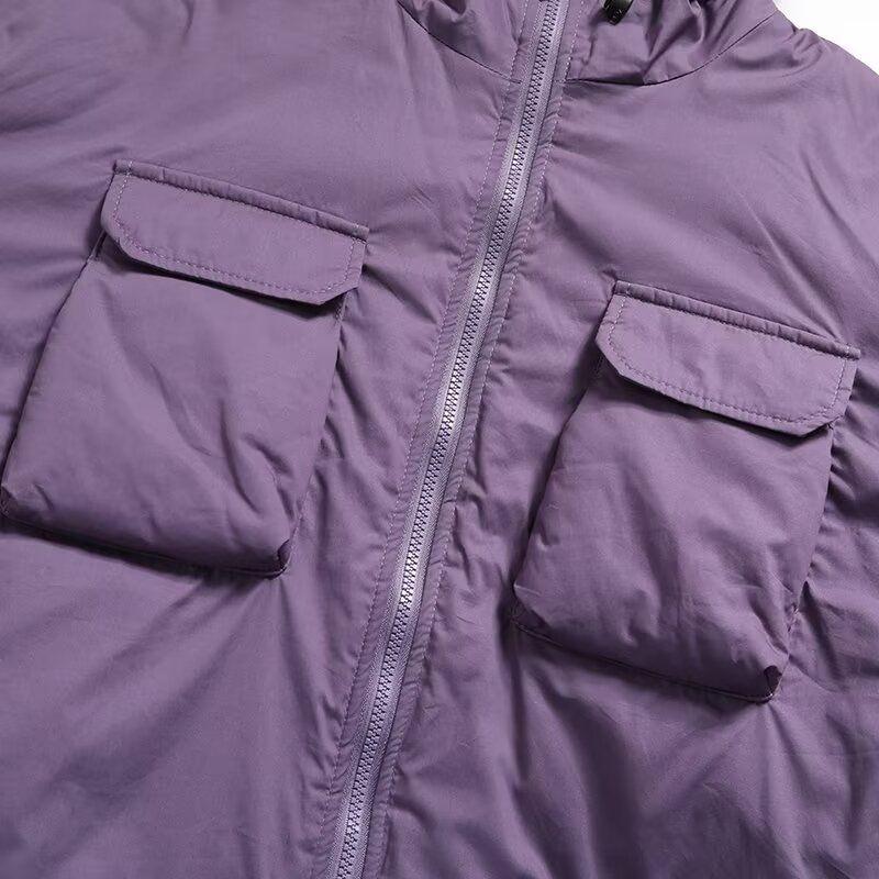 Kaslead New Women clothes Western Style Versitile Fashion Four-Color Selection Hood Zip-up Loose Long sleeve Cotton-padded jacket