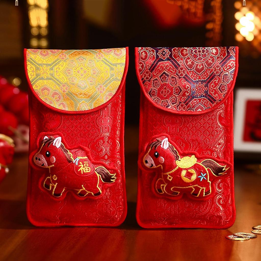 Red Envelopes Chinese Embroidery Design Lunar New Year 2026 Red Envelopes For Spring Festival Marriage Engagement Birthday