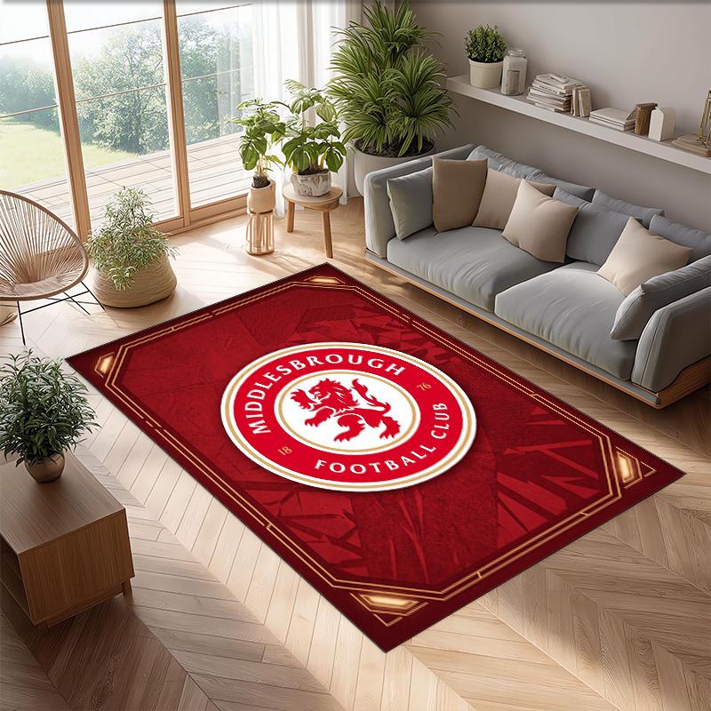 Tappeto Morbido per Pavimento Antiscivolo Decorazione Sportiva Middlesbrough FC Calcio Calcio Pattern per Camera da Letto