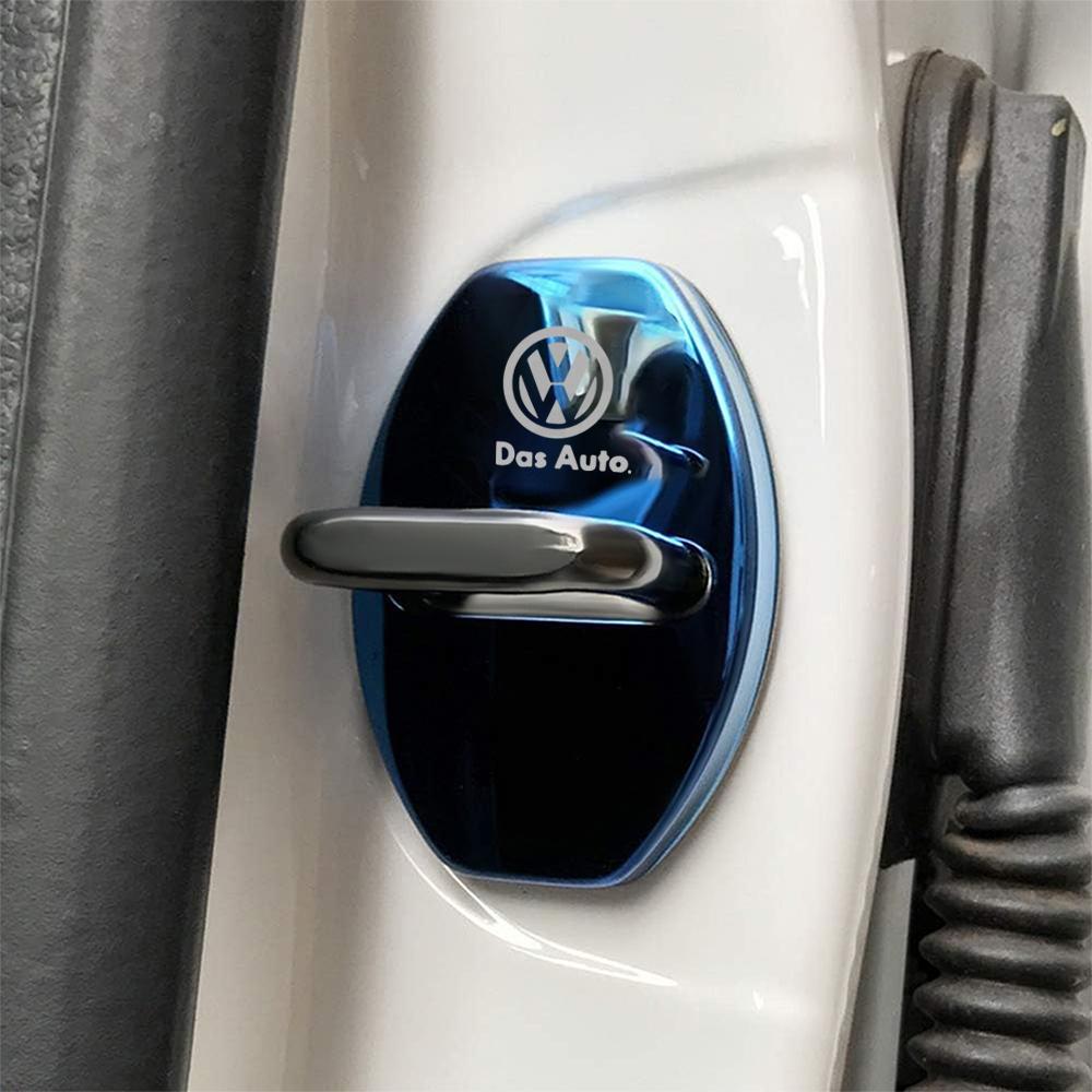 VW 4PCS Car Interior Door Lock Cover Stainless Steel Auto Door Latch Protective Stickers For Volkswagen VW GOLF Polo Beetle Tiguan EO1