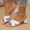Summer New Woven High Heels Plus Size Block Heel Sandals Women