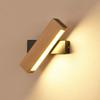 AIMOONSA 360° Rotating LED Wall Light Wood and Black Aluminum — 21×8×4.5 Cm, Warm White