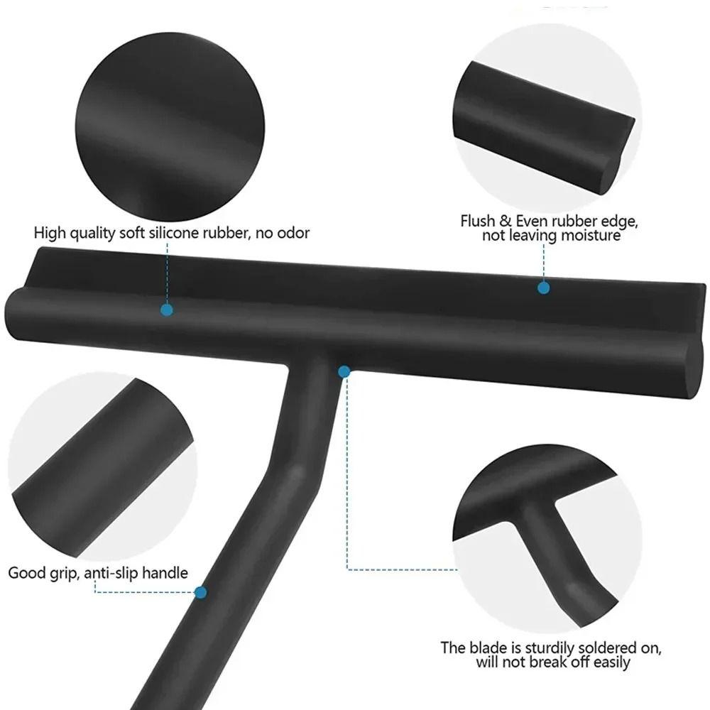 Silicone Material Shower Squeegee Matte Black Window Scraper Glass Wiper Car Windows