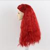 Synthetic Long Wavy Wigs Red Curly Wig Cosplay with 2 Buns for Halloween Costume Fluffy Loose Wig with Braided Buns