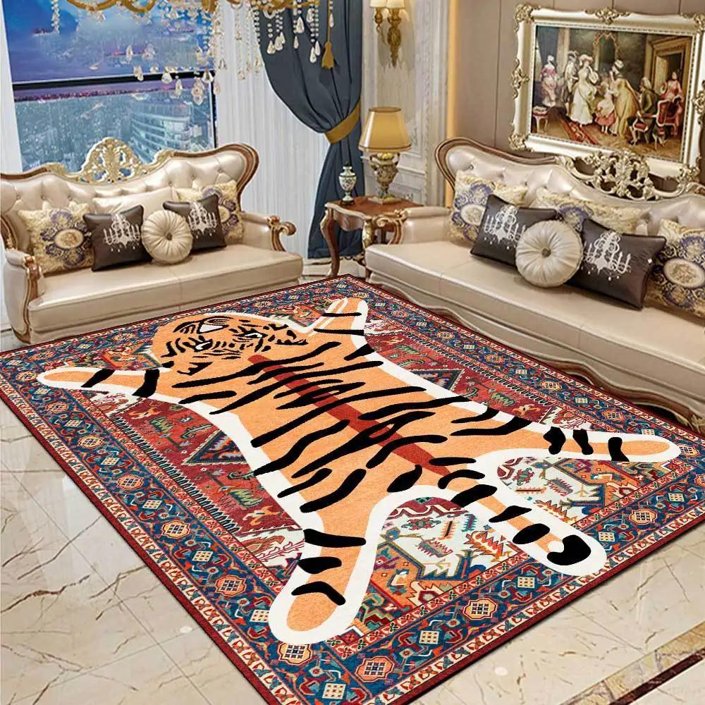 Cartoon Abstract Tiger Totem Carpet Rugs for Living Room Decor Bedroom Leisure Area Non-slip Rug Kitchen Soft Floor Mat Doormat