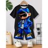 2025 Summer New Casual Short Sleeve Loose Men's Two Piece Fun Pattern Printed Short Sleeve Set Street Fashion