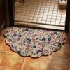 Vintage Floral Half-Circle Floor Mat Soft Diatom Mud Non-Slip Bathroom Rug Water Absorbent Shower Mat for Home Decor