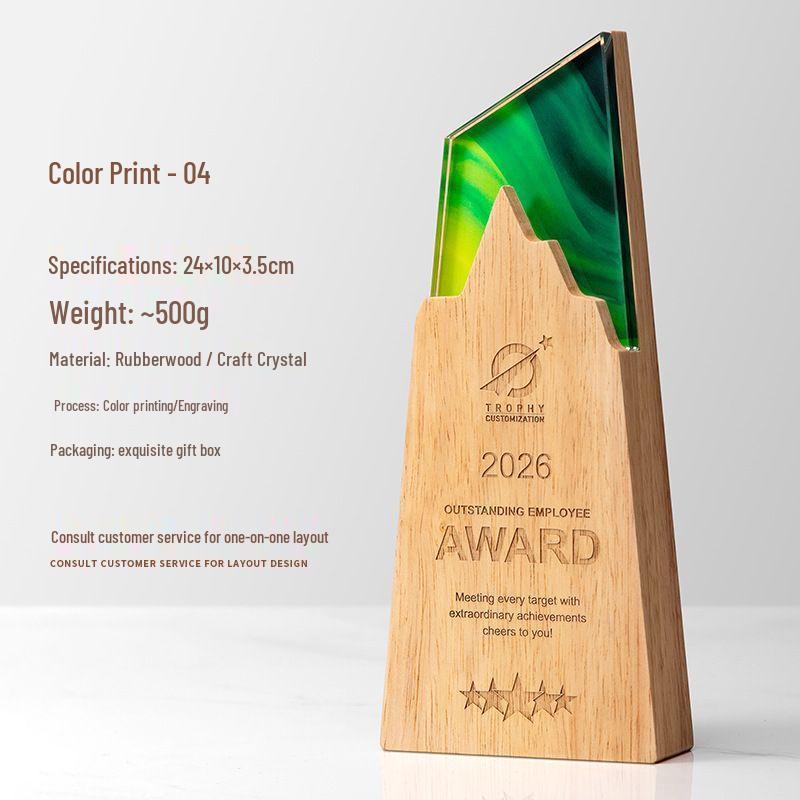 YILIMENG Wooden Crystal Award Trophy Standard