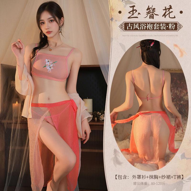 Series Classical Belly Pocket Chiffon Perspective Pure Desire Seduction Sex Underwear Sexy Pajamas Retro