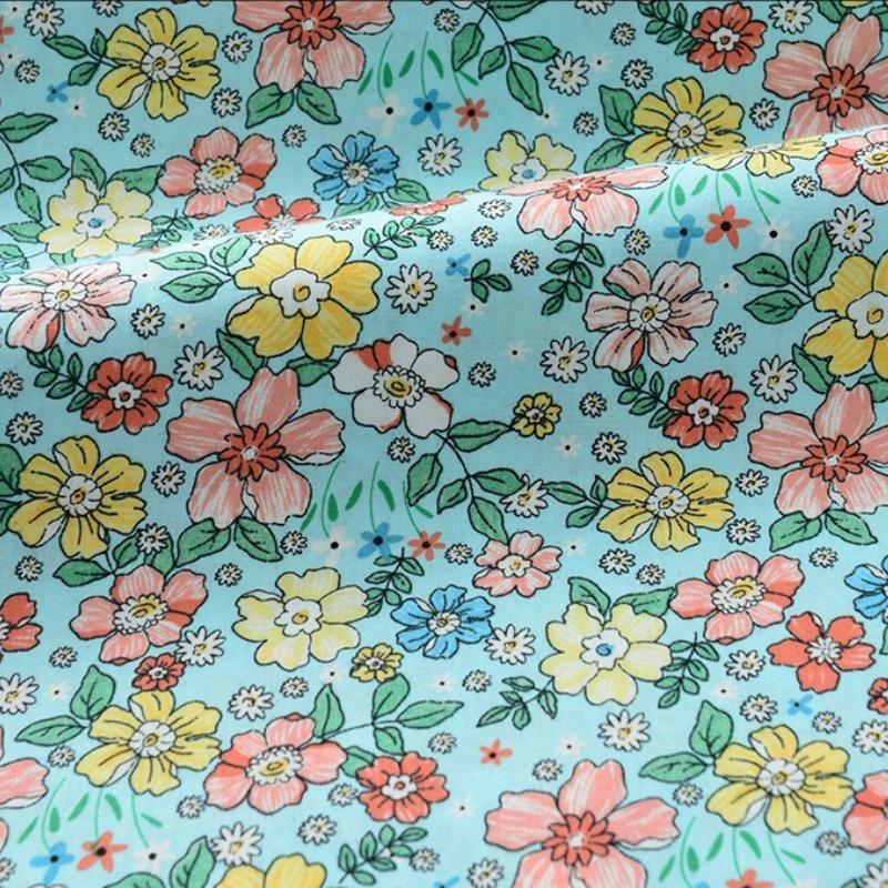 Classics Pastoral Floral Poplin Cotton Fabric DIY Children's Wear Cloth Make Bedding Quilt Decoration Home Sewing Cloth