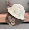 Women's Lightweight Breathable Top Hat Spring Summer Korean Style Fashionable Elegant Floral Roll-Edged Hat