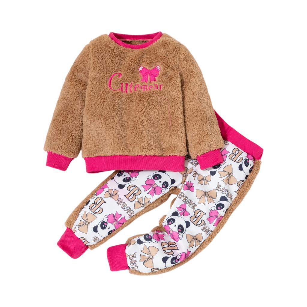 Kids Cartoon Casual Fashion Outfit Set Long Sleeve Top & Pants