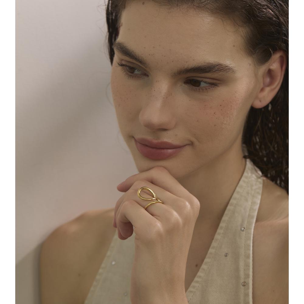 Yhpup Smooth Stainless Steel Geometric Open Ring Gold & Platinum Plated Trending Minimalist Adjustable Jewelry Wholesale