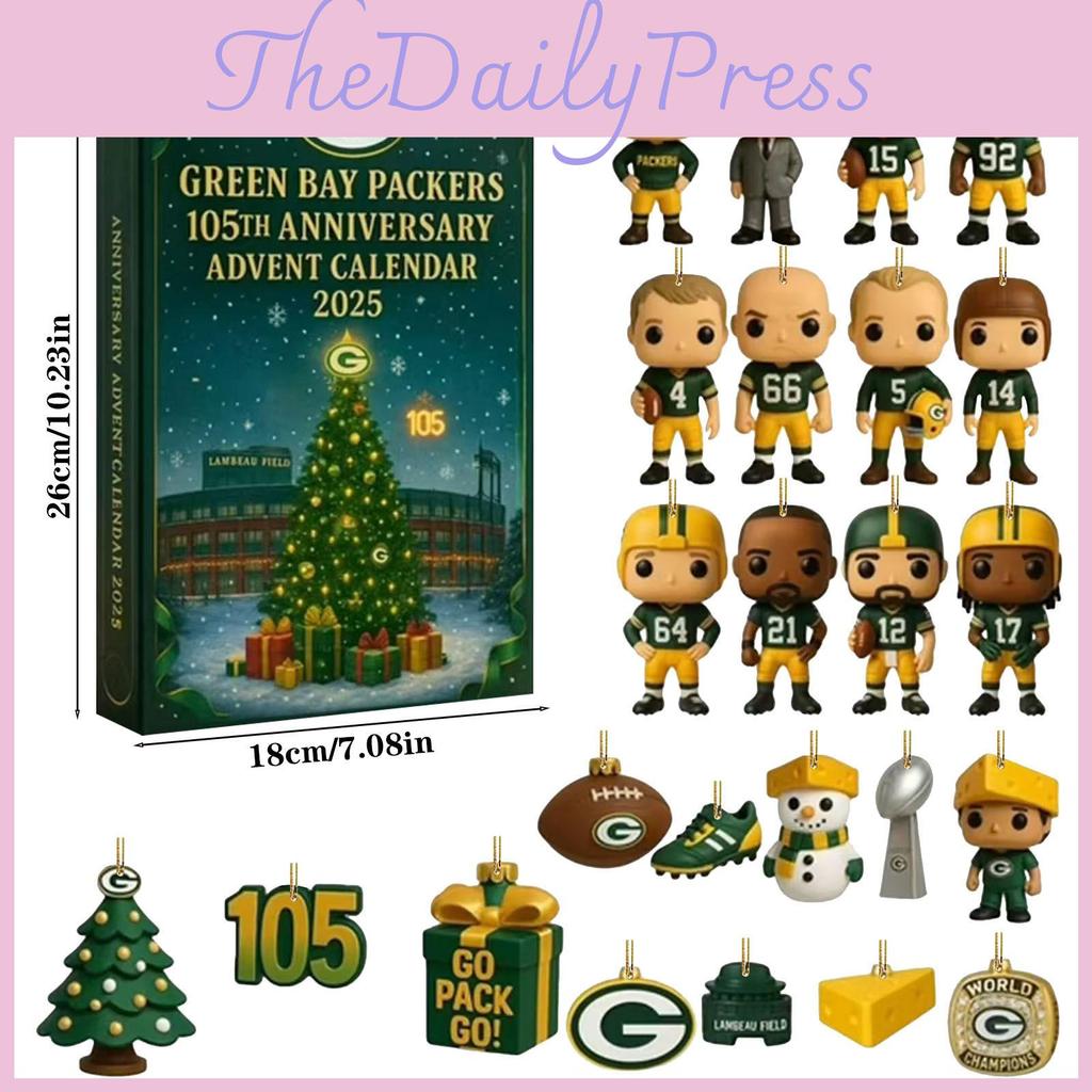 Green Bay Packers Jubiläums-Adventskalender Acryl Weihnachtsdeko Geschenk für Sportfans