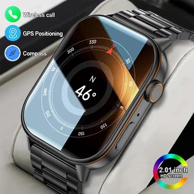 SACOSDING 2025 New GPS Tracker Smart Watch Men Compass Military Outdoor Sports Watch Man 2.01'' HD Screen Waterproof Smartwatch Women