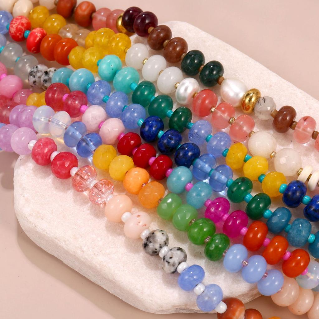 Bohemian Colorful Natural Stone Beaded Bracelets for Women Y2K Handmade Beads Wrist Jewelry Summer Beach Gift Accessories