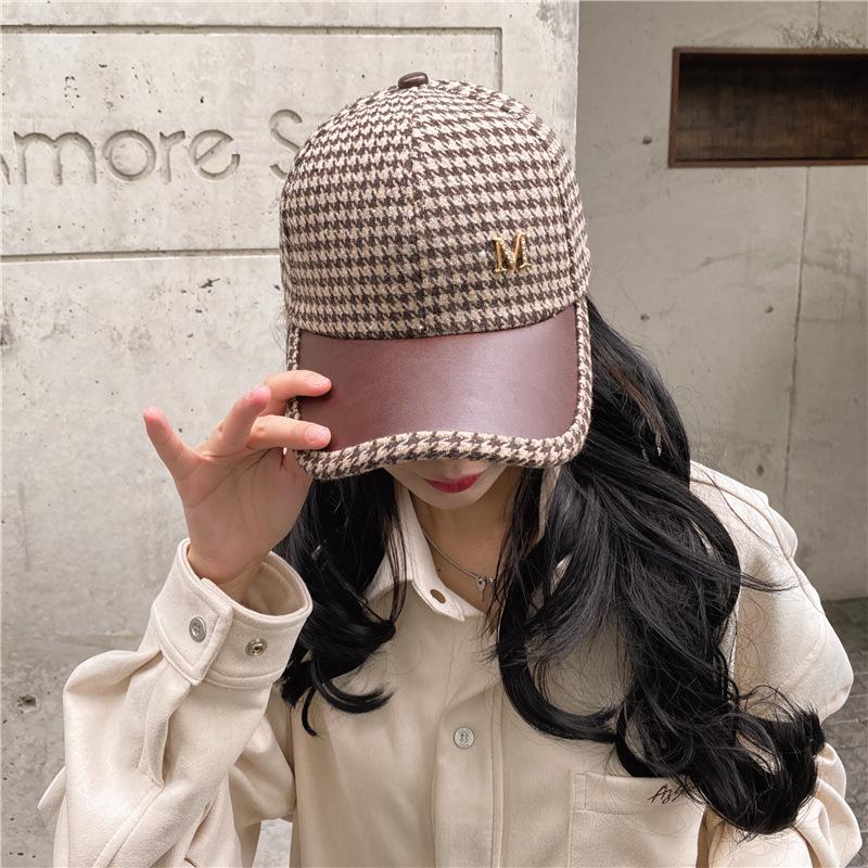 Spring And Autumn Shade Sunscreen British Retro Thousand Birds Casual Versatile Bent Cap Women'S Tide Baseball Cap