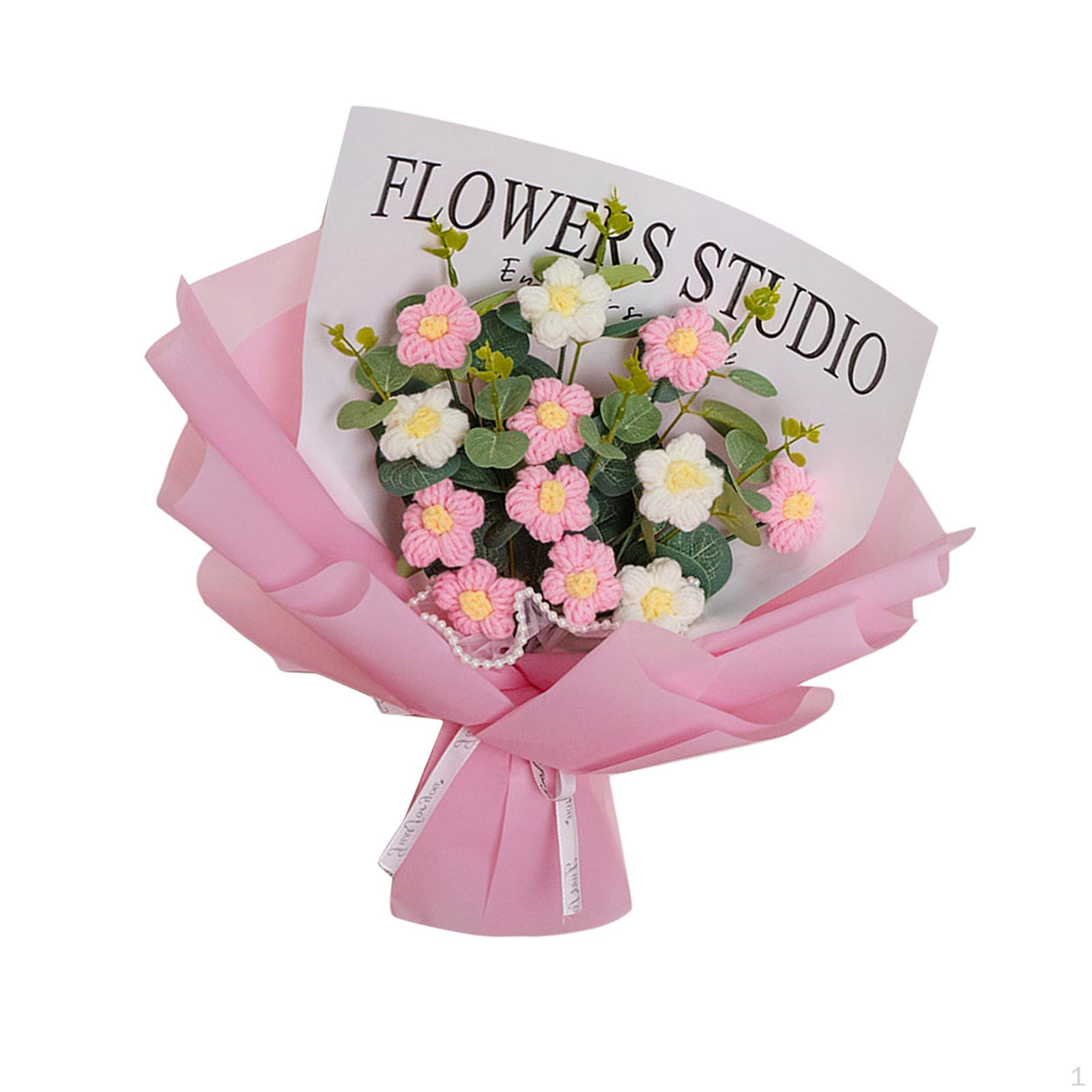 

Завершенный букет цветов, связанный крючком, искусственный, прочный, ручной работы, вязаный. розовый