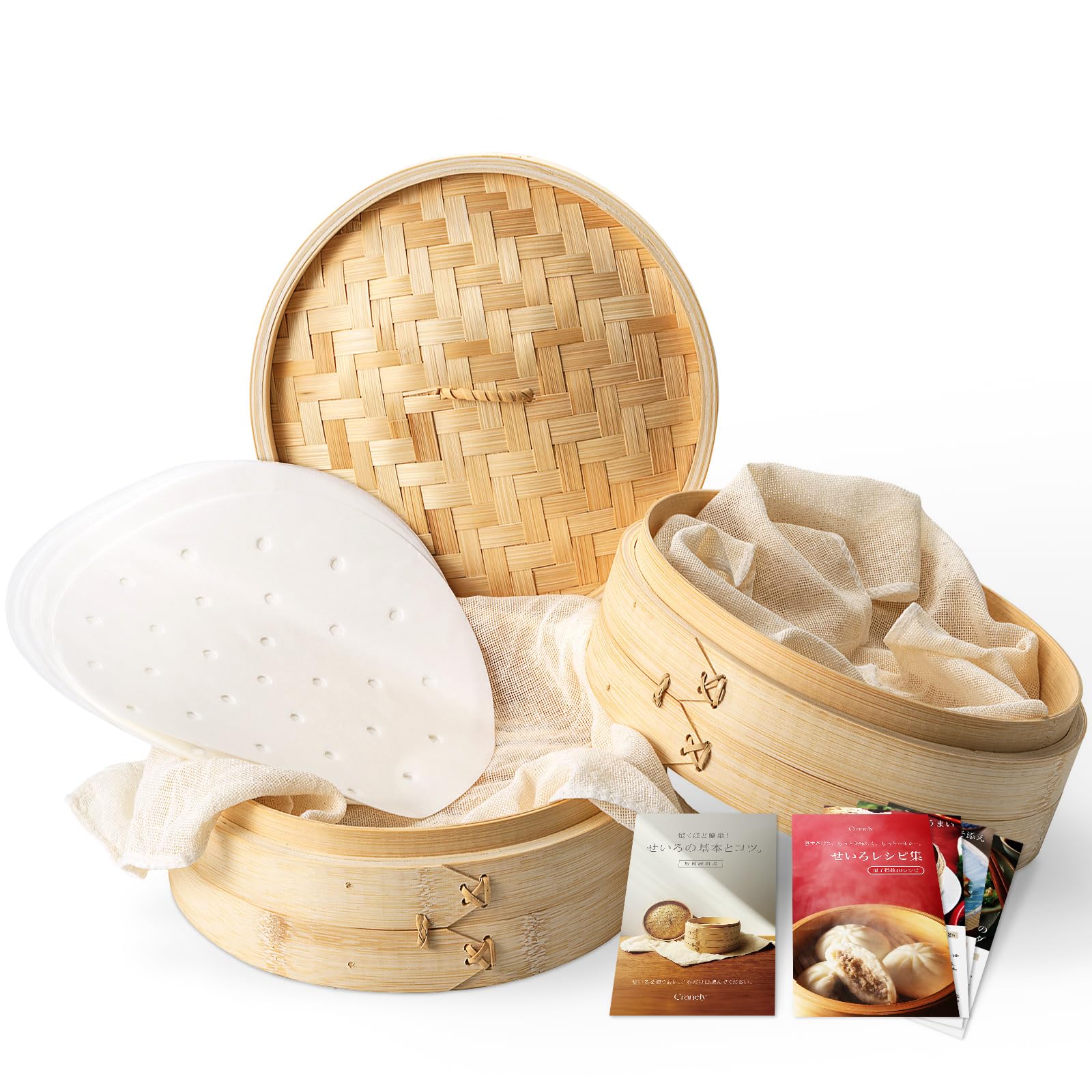 

в многочисленных рецептах корзины-пароварки для приготовления на пару и тушения [Рекомендуемые места] Двухуровневая [Включает брошюру, ткань, лист] (18см)