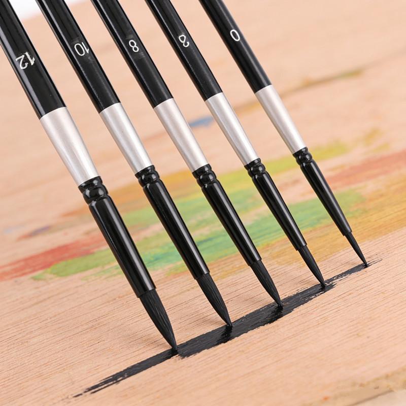 7Pcs Squirrel Hair Brush Set Round Pointed Tips No Shed Gouache Watercolor Brushes For Beginner Artist Painting Kit