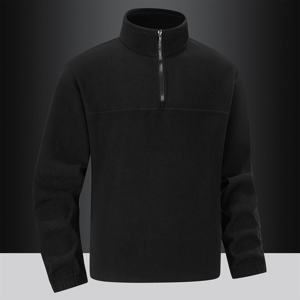 Fleece Fleece Hoodie Men's Solid Color Half Zipper Fleece Jacket Stand Collar Jacket