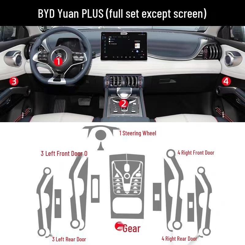 BYD Yuan Plus Interior Film: Protective Transparent Central Control Film for 25 Models