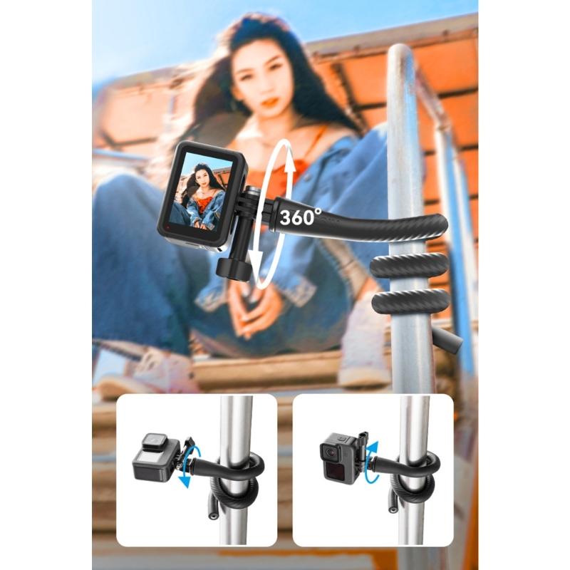 Gooseneck Flexible Camera Clamp Arm Bracket Holder Mount Adapter for Desktop Clip Bracket w/1/4 Connector