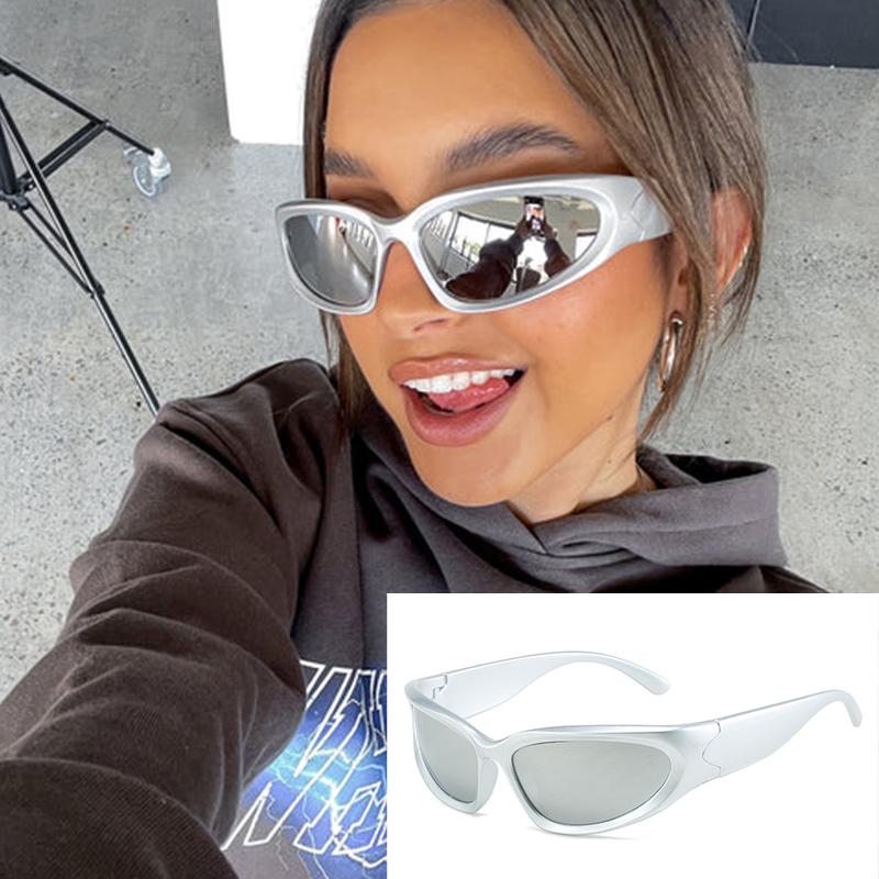 

Steampunk Fashion Sunglasses Women Men Brand Design Mirror Sport Goggle New Unisex Sun Glasses Men Driver Eyewear Shades UV400 As shown серебряный