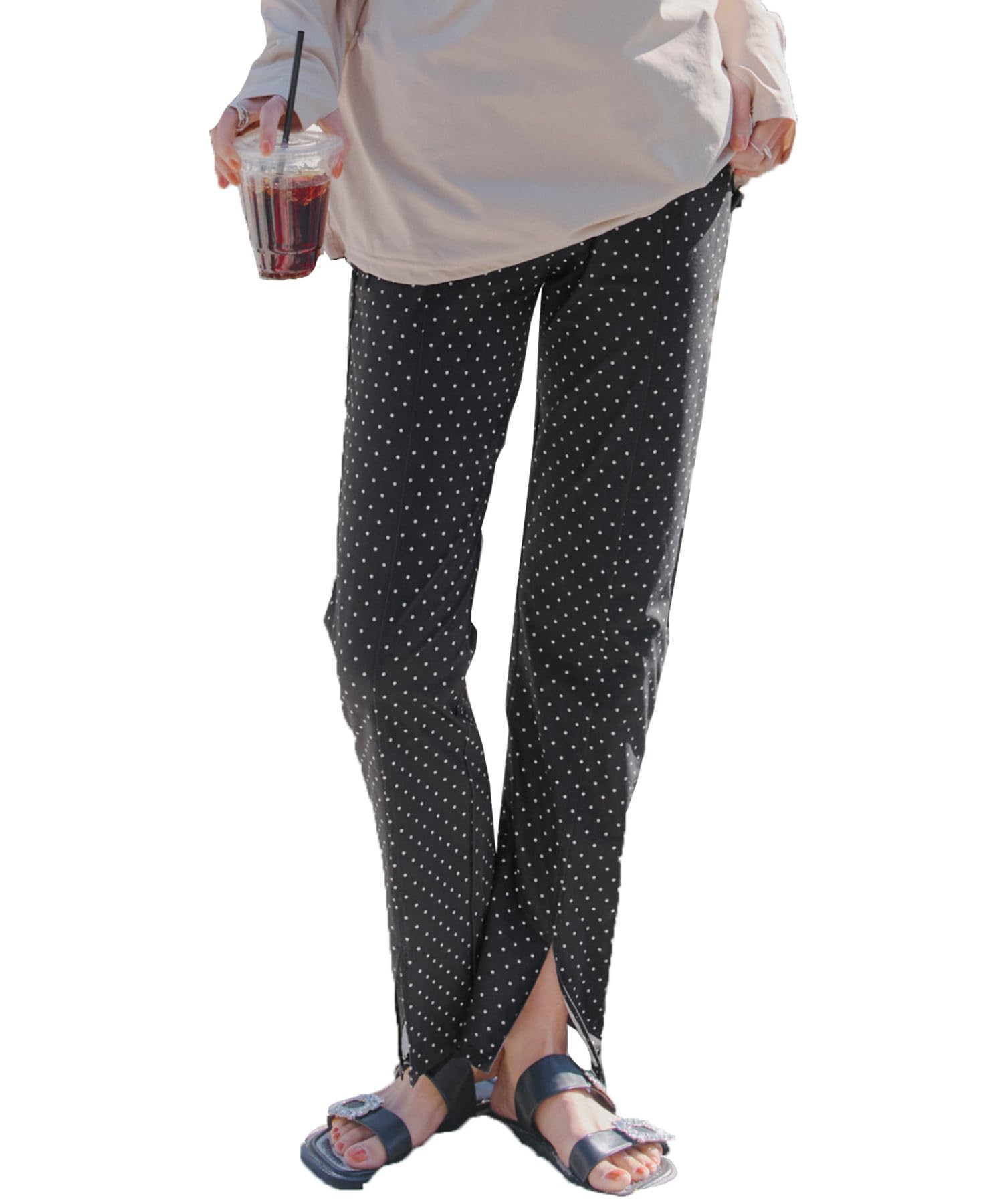 

Длинные брюки с разрезами на подоле, тонкие, длинные, купальник с защитой от УФ-лучей, высокий, в горошек, черный [Kobe Lettuce] [Рашгард] подол, брюки, брюки, защита, бассейн, пляж, [S224] M,