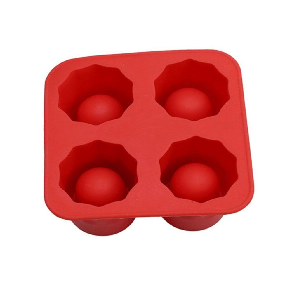 

4 Cup Shape Ice Cube Mold Durable Ice Cube Maker Gifts Silicone Ice Tray Summer красный