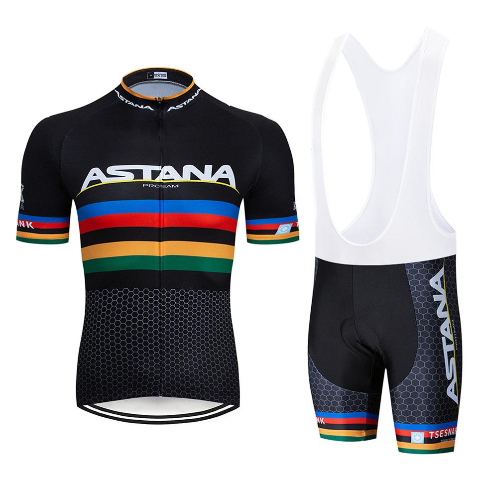 Tuta Estiva da Ciclismo Astana Set Manica Corta Astana Traspirante Sudore Attrezzatura per Tuta da Ciclismo