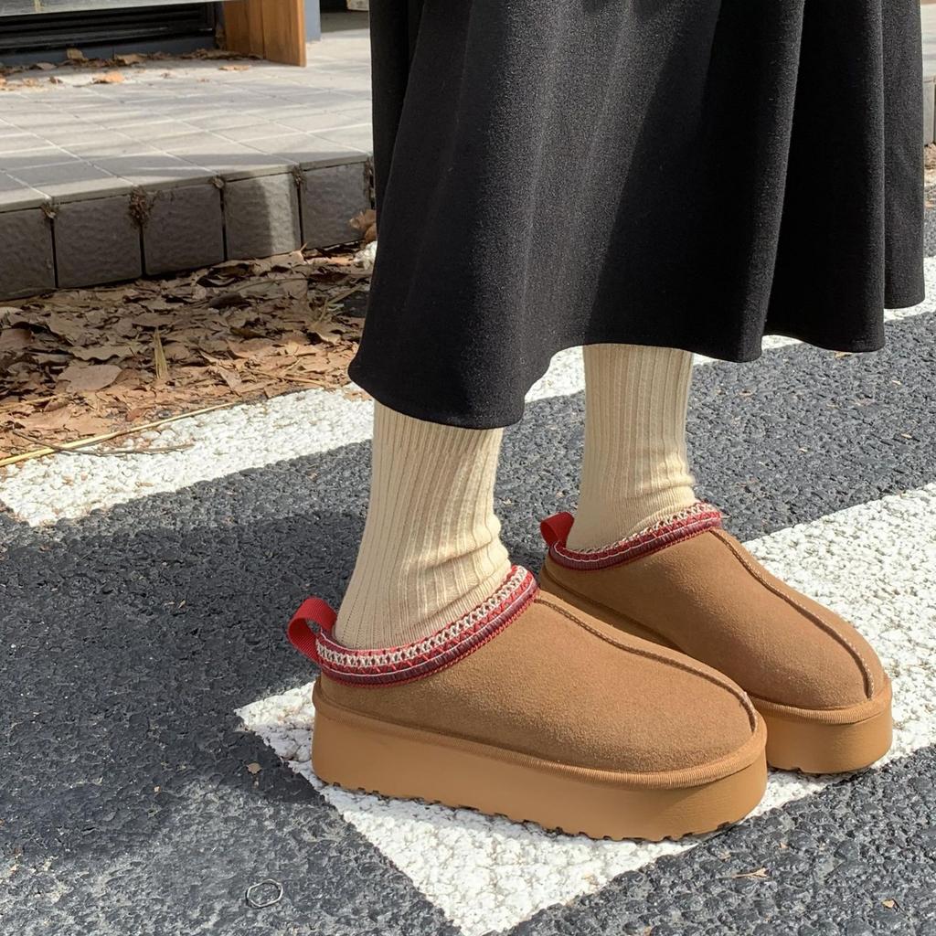Grape Mother Piled Thickened Cotton Shoes Fashionable Thick-soled Fluffy Shoes Piled Warm Korean Version Snow Boots Cotton Slippers Winter