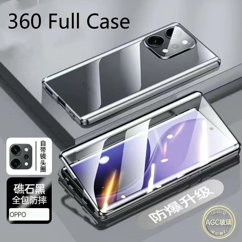 360 Full Case For Oppo Reno 14 Pro 5G Reno14 14Pro Double Sided Magnetic Adsorption Metal Tempering Glass Phone Cover